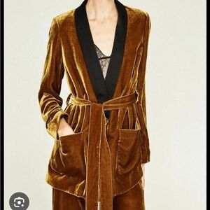 ZARA Gold Velvet Blazer